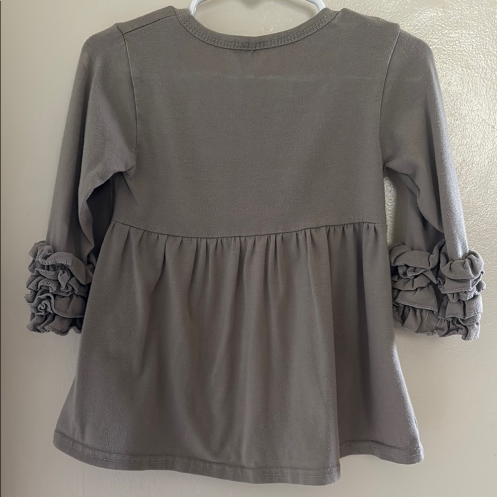 Gray Ruffled Kids Top - Picture 5 of 5